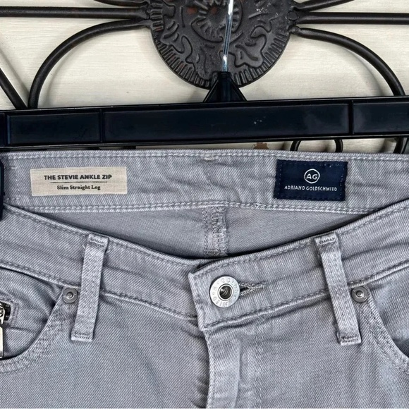 AG Adriano Goldschmied Gray Denim Stevie Ankle Zip Slim Straight Leg Jeans 27R - Picture 4 of 15